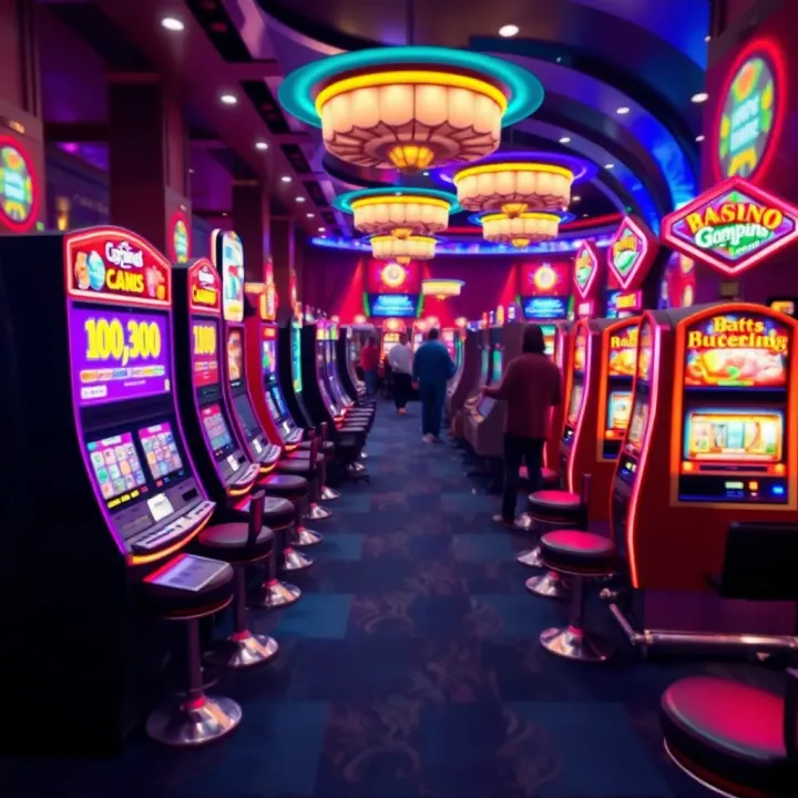 Vibrant Gaming Floor Near National Harbor Vibrant casino gaming floor featuring slot machines and lively atmosphere