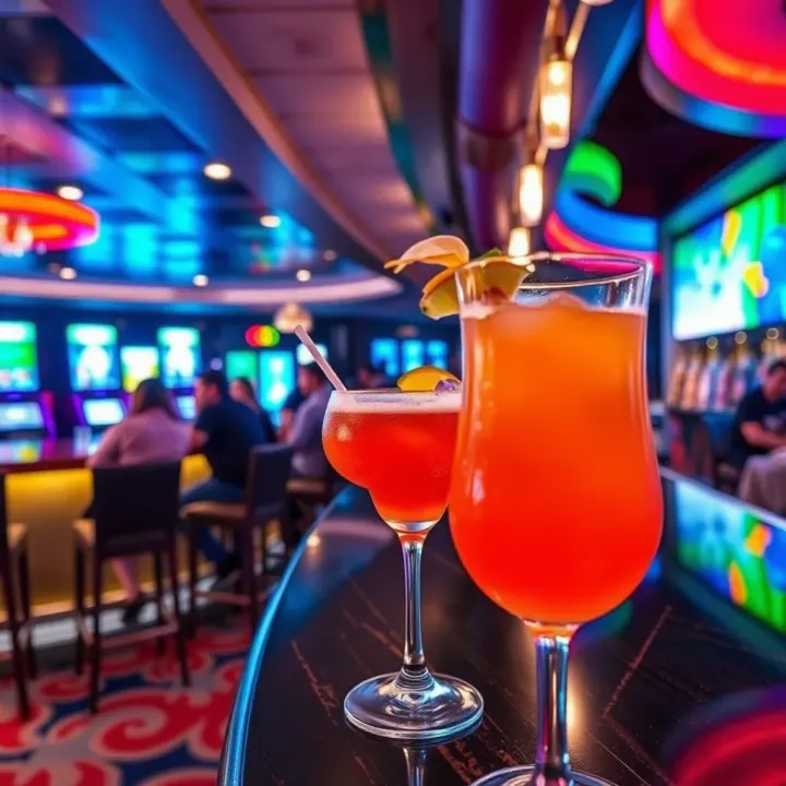 Lively Bar Setting at MGM National Harbor Casino Vibrant bar area with colorful cocktails and modern decor offering a lively atmosphere for socializing