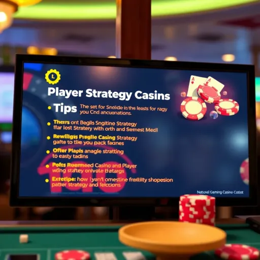Player strategy tips displayed on a digital screen at an online casino