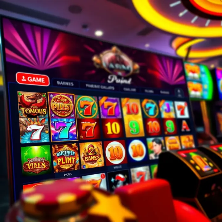 Colorful online casino interface showcasing a variety of pokies games with vibrant reels and engaging graphics
