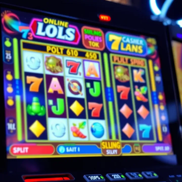 Online pokies interface displaying colorful reels and flashing symbols on a digital screen