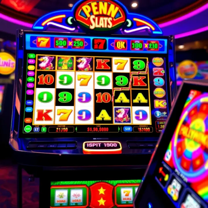 Colorful online slot machine interface showcasing vibrant reels and bonus features