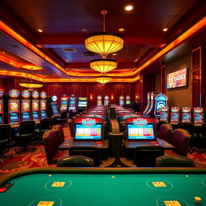 Gaming Area at First National R E Casino Interior view of gaming tables and slot machines offering diverse casino entertainment