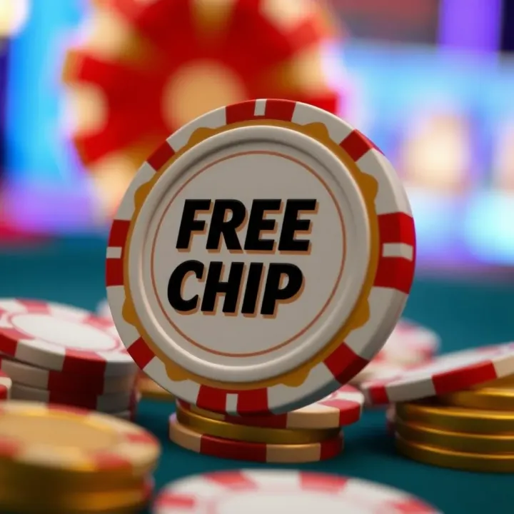 Illustration of a casino chip symbolizing free bonus credits in online gaming