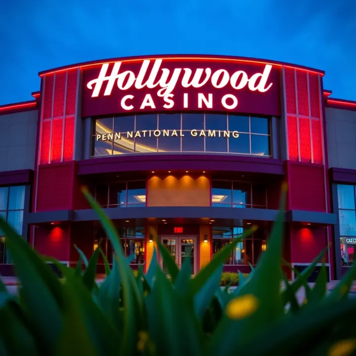 Exterior view of Hollywood Casino showcasing its vibrant entrance and modern design