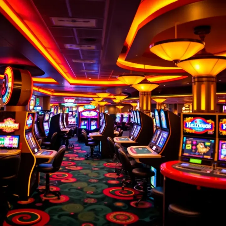 Exciting Gaming Floor at Hollywood Casino Penn National Vibrant casino floor showcasing various gaming tables and slot machines under dynamic lighting