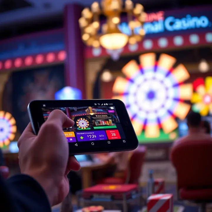 Accessing National Casino Through Mobile Devices Mobile device displaying National Casino platform for gaming on the go