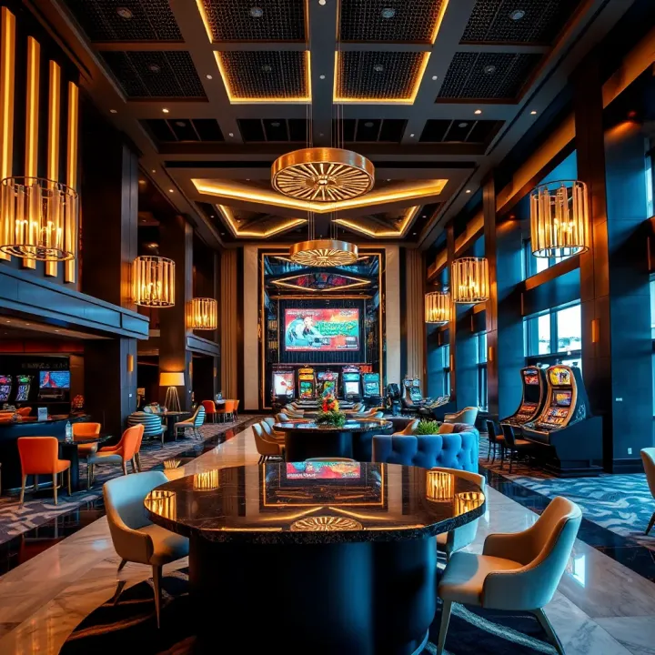Elegant hotel lobby featuring modern design, comfortable seating, and ambient lighting at MGM National Harbor