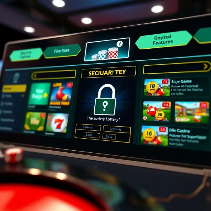 Secure digital interface showcasing online casino game options and security features