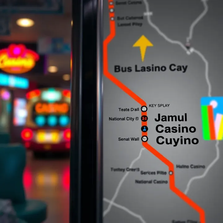 Bus route map highlighting the path from National City to Jamul Casino with key stops