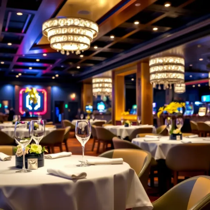 Elegant dining area featuring a variety of cuisine options and ambient lighting at Maryland National Harbor Casino