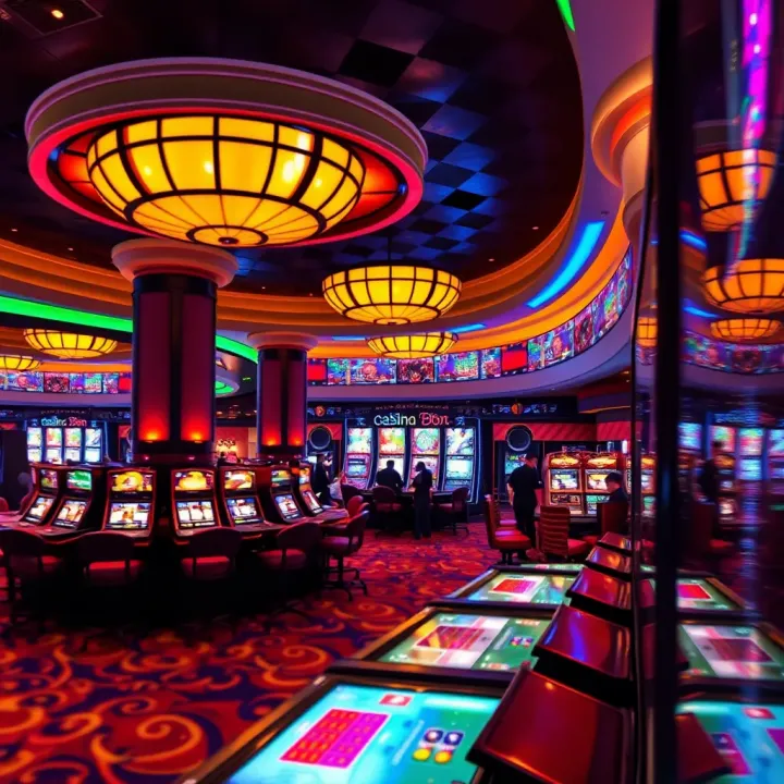 Luxurious interior of MGM National Harbor featuring gaming tables and vibrant lighting