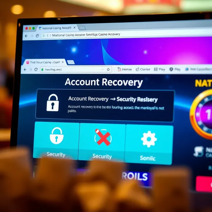 Account Recovery and Security Features on National Casino Australia Account recovery options displayed on National Casino Australia website with security icons