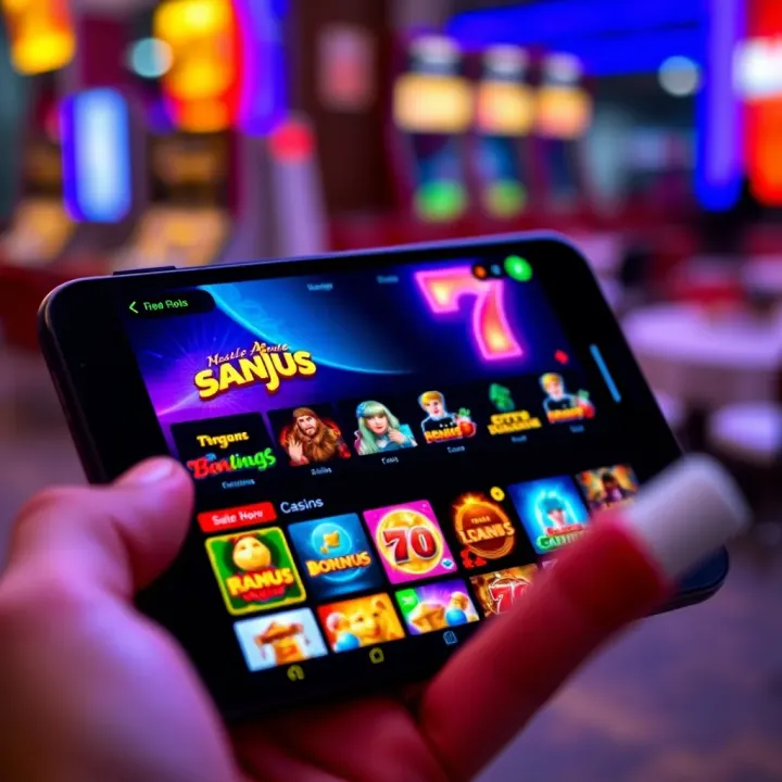 User interface of National Casino APK displaying vibrant casino games on a smartphone screen