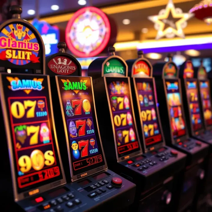 Colorful slot machine reels with vibrant symbols and jackpot indicators