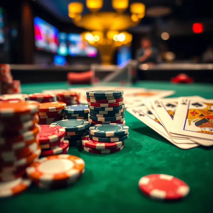 Common Cheating Tactics in Casinos Close-up of casino chips and playing cards on a green felt table illustrating casino cheating tactics