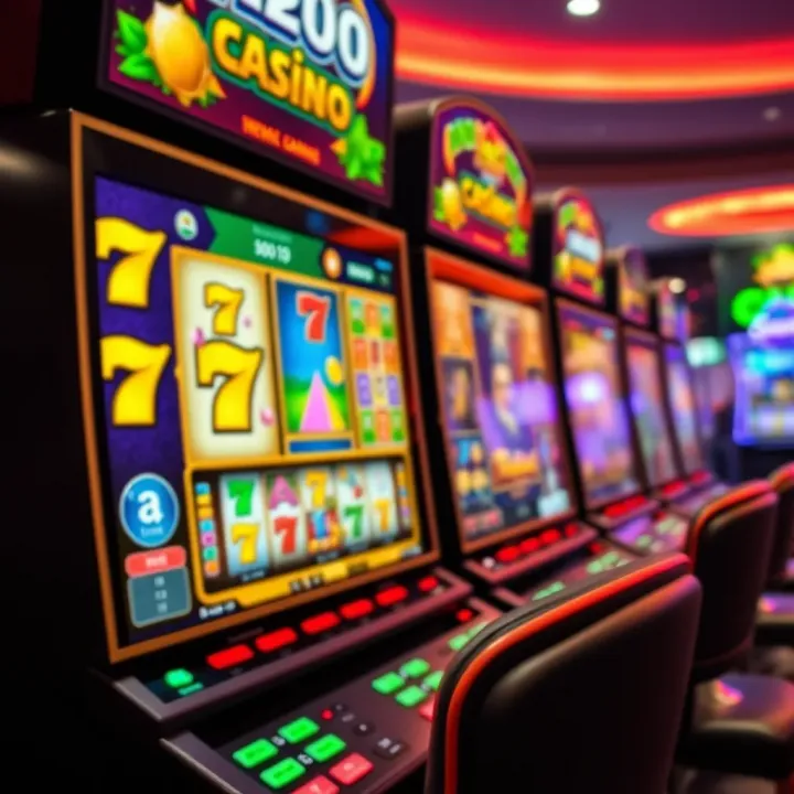 Colorful online casino game interface with various slot machine icons