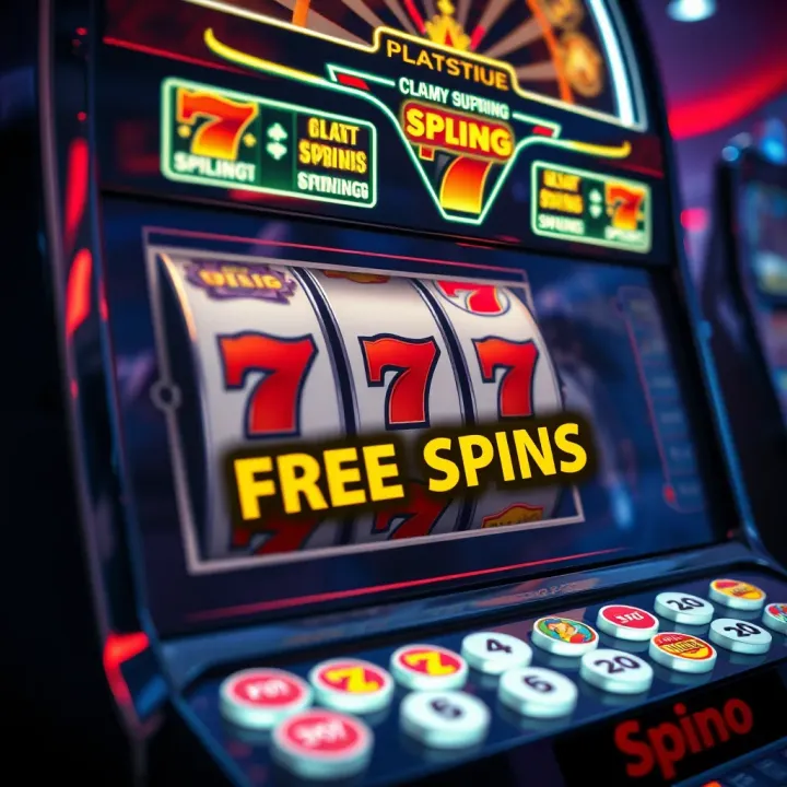 Digital Slot Machine Featuring Free Spins Highlighted Illustration showing a digital slot machine with spinning reels and free spins highlighted