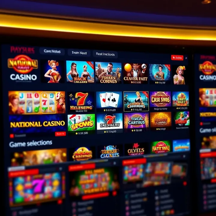 User interface displaying a variety of casino games including slots, table games, and live dealer options