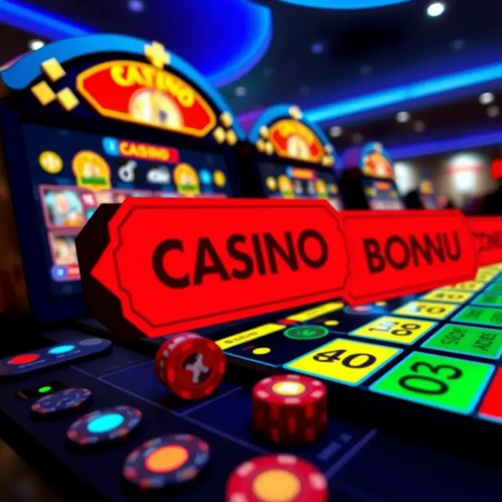Digital casino tokens and bonus vouchers glowing over a gaming interface