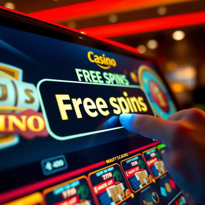 Illustration showing a glowing coupon code being entered on a digital casino interface to unlock free spins