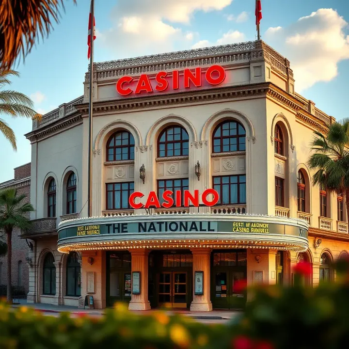 Historic exterior view of The National Casino showcasing its architectural design