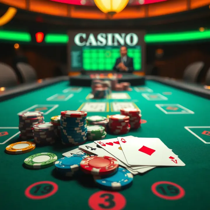 Colorful chips and cards arranged on a casino table symbolizing secure and regulated gambling activities