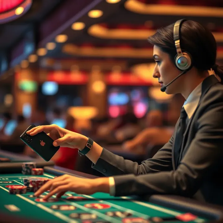 Real-Time Assistance Enhancing Online Casino Experience Customer service representative assisting player with casino platform queries in real time