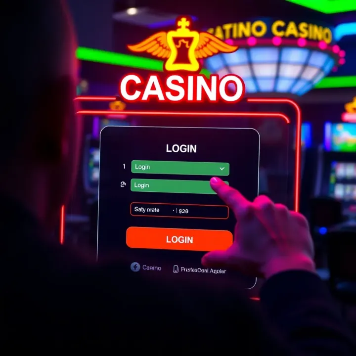 National Casino Secure Login Interface User entering login credentials on a secure casino platform interface