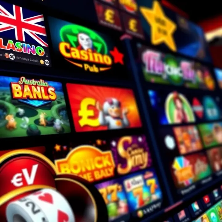 Variety of casino games displayed on a digital interface with Australian currency symbols