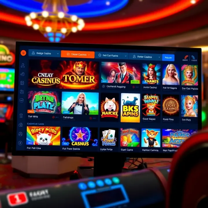 User interface displaying various casino games and platform features