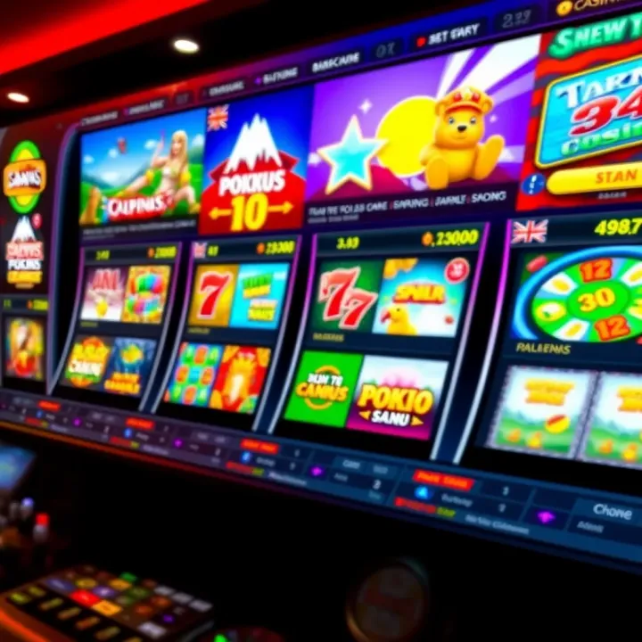 Colorful online casino interface showing a variety of pokies games with Australian theme