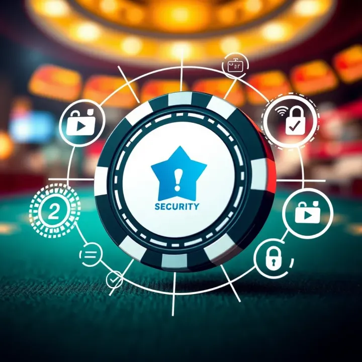 Digital Security and Compliance in National Casino Registration Illustration showing digital security and compliance symbols surrounding a casino chip representing national casino registration regulations