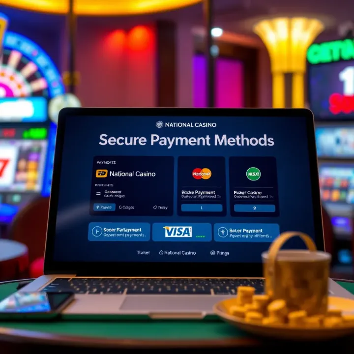 Secure Payment Methods at National Casino Illustration of secure online payment options available on the National Casino website