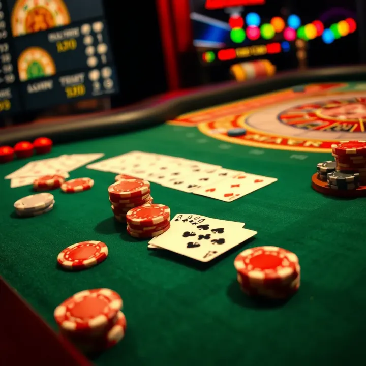 A strategic layout of casino chips and cards on a green felt table symbolizing smart game selection and bankroll management