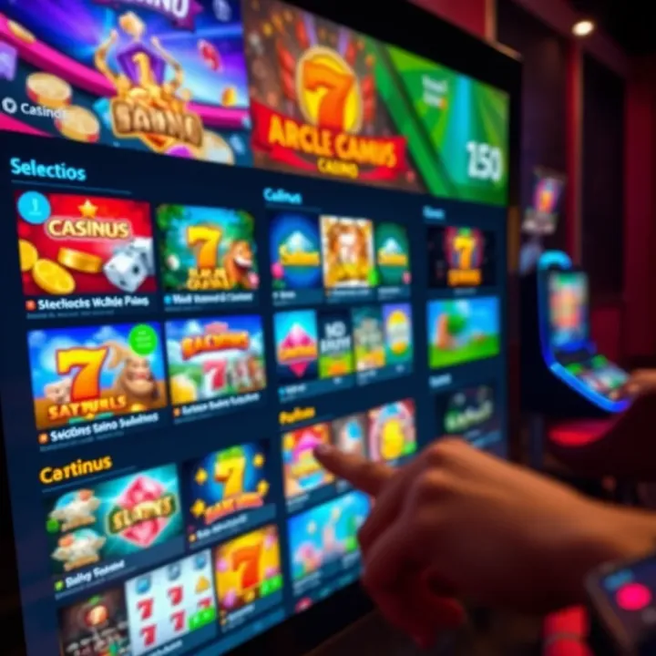 User interface showing diverse casino games with colorful graphics and clear navigation