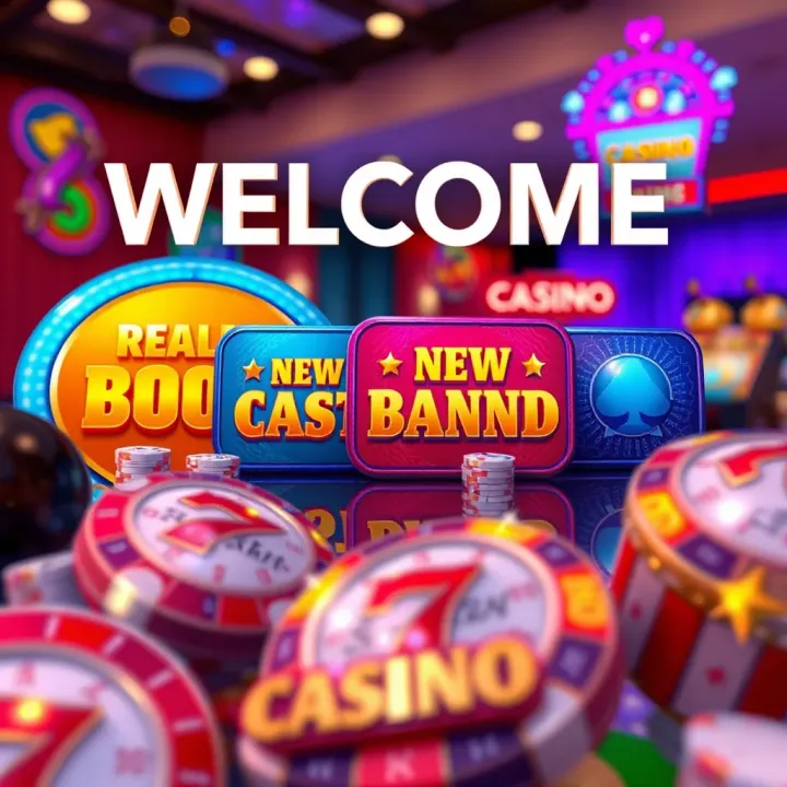 Colorful casino welcome bonus icons representing different rewards and benefits for new players