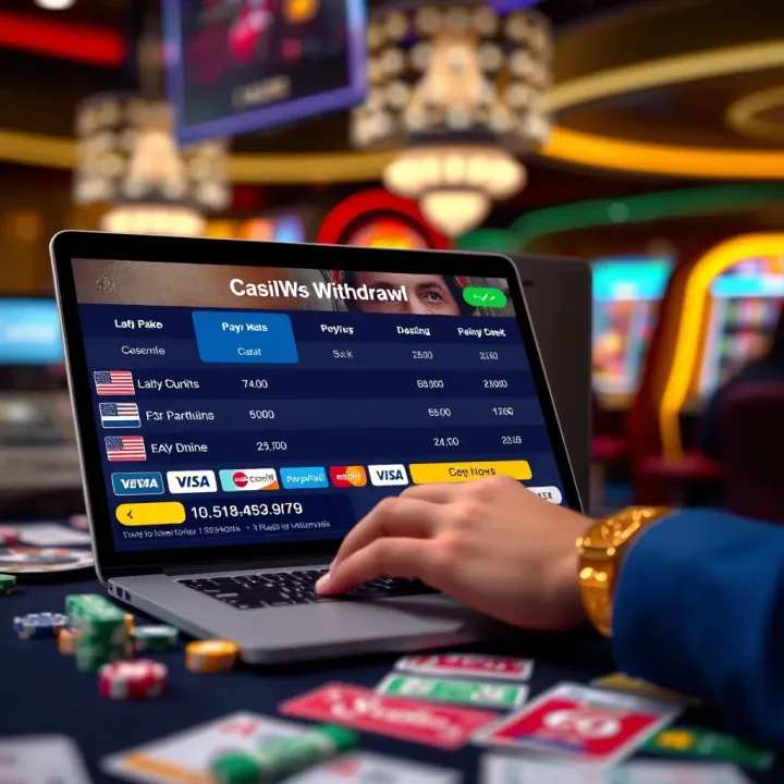 Secure online transaction showing payment options for casino withdrawal