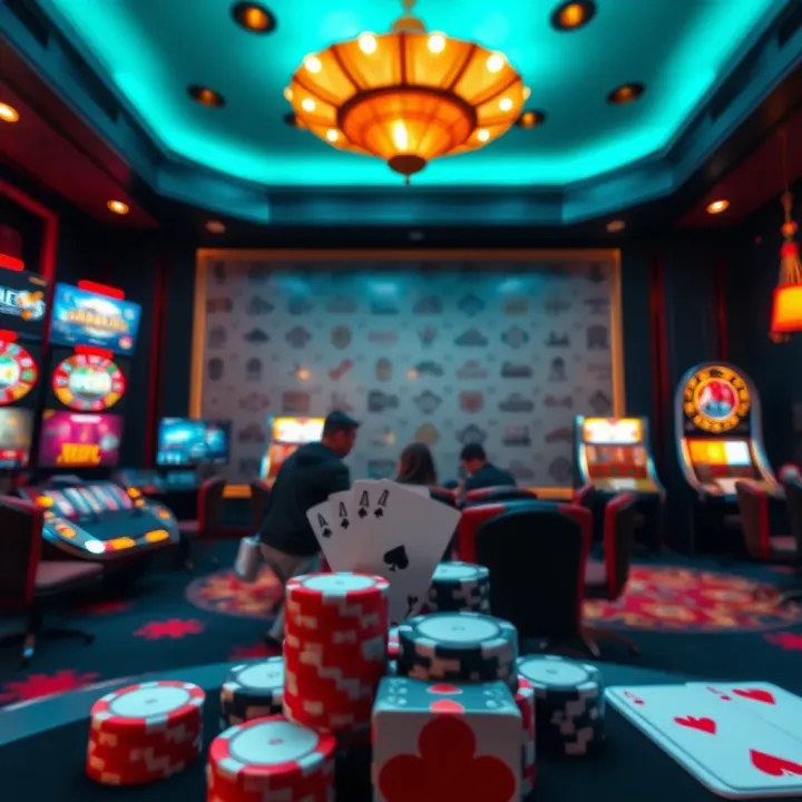 Conceptual graphic showing a safe and responsible gambling environment with legal symbols and secure online casino elements