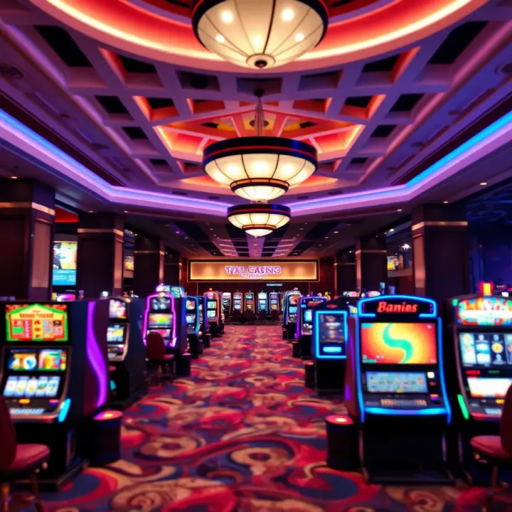 Inside the New Casino at National Harbor Interior of the casino showcasing gaming tables, slot machines, and ambient lighting creating an inviting atmosphere