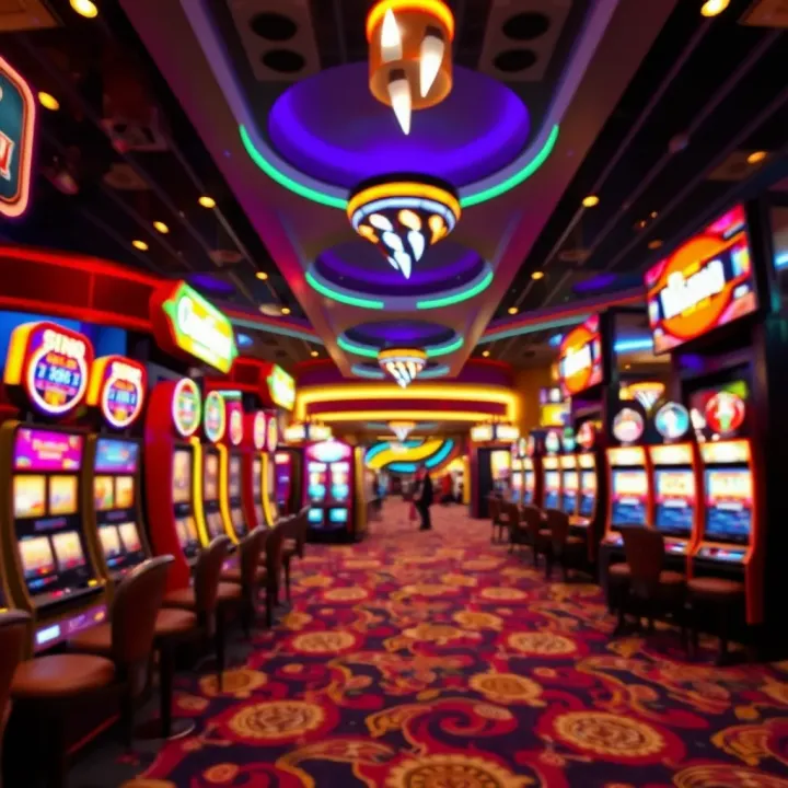 Gaming floor with modern slot machines and vibrant lighting inside the NSW national casino