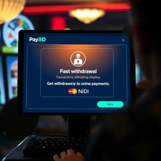 Secure transaction confirmation screen highlighting fast withdrawal via PayID in an online casino