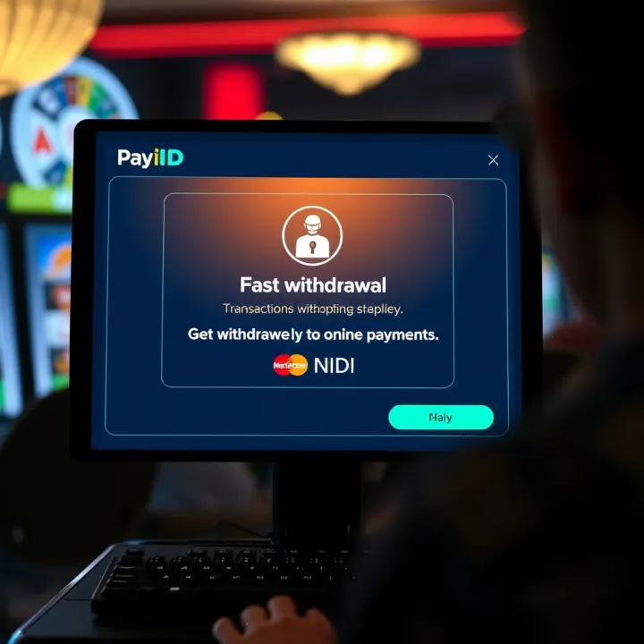Secure transaction confirmation screen highlighting fast withdrawal via PayID in an online casino
