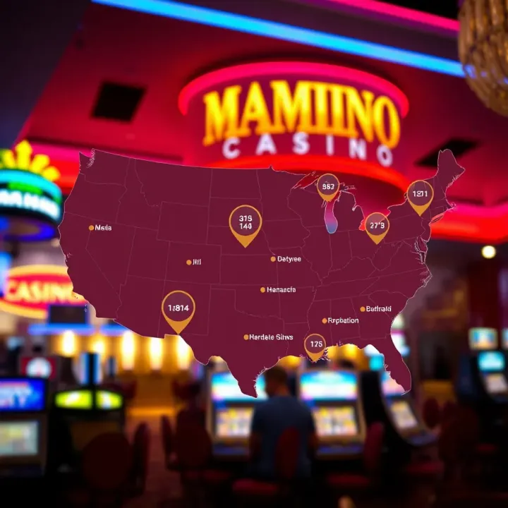 Map highlighting Penn National Gaming casino locations across the United States