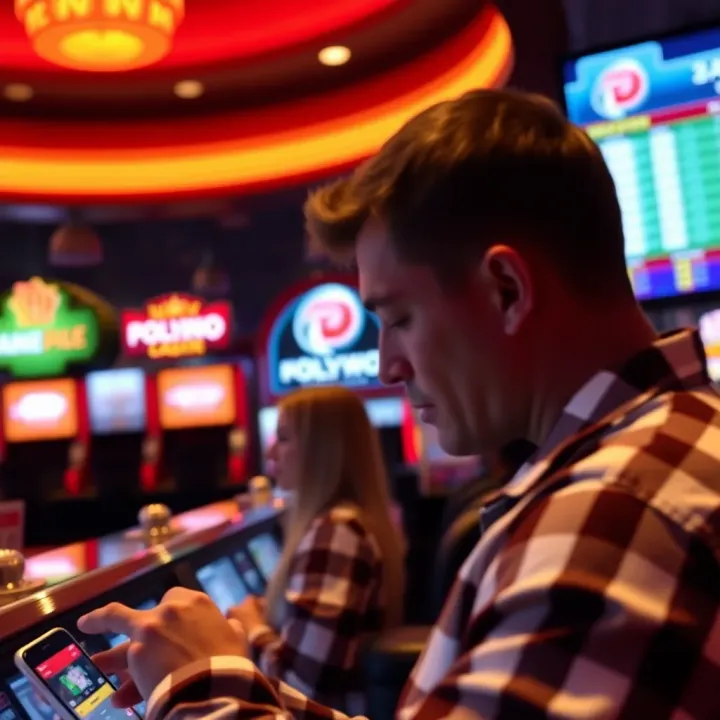 Close-up of a person placing a sports bet using a mobile app at Hollywood Casino