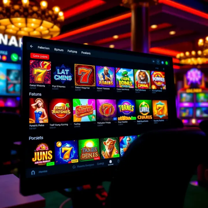 Exploring Diverse Game Selection at National Online Casinos Online casino interface showcasing variety of slot games and table game options for players
