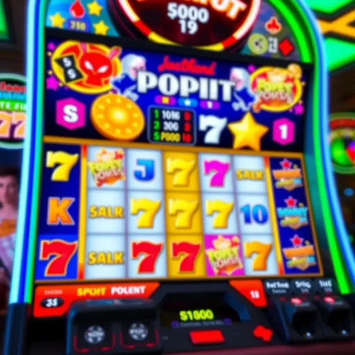 Colorful online pokies game interface displaying various symbols and jackpot options