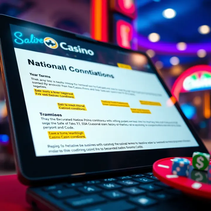 Graphic depicting a secure online casino interface with highlighted terms and conditions
