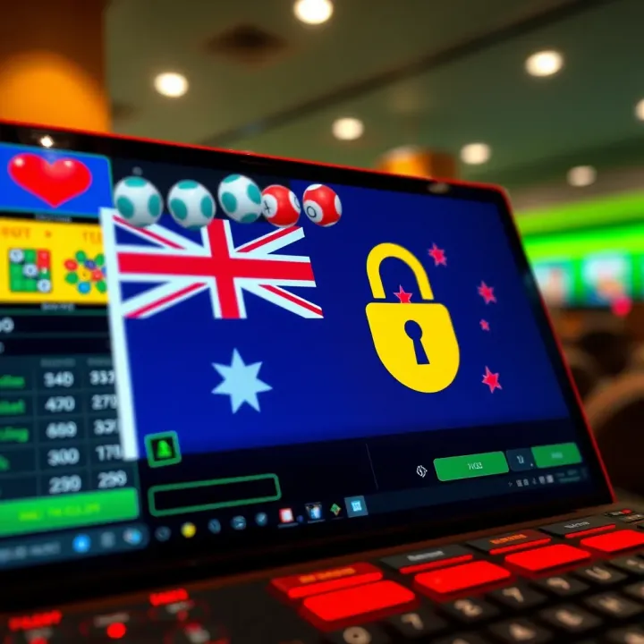 Secure online gambling platform with Australian flag and digital security icons