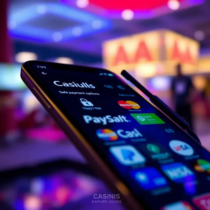 Secure digital payment methods displayed on a mobile device for safe online casino transactions